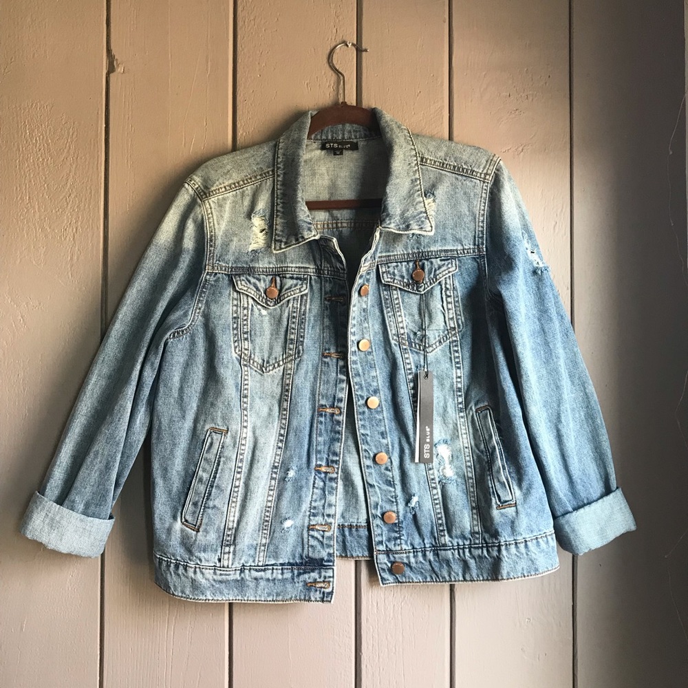 STS Blue distressed jean jacket, size M